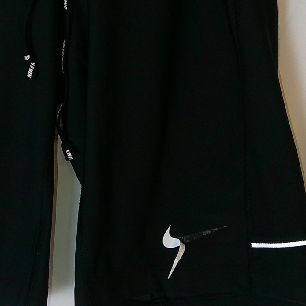 Nike Dri-FIT Mens Black Compression Running Shorts Zipper Pocket Size Large